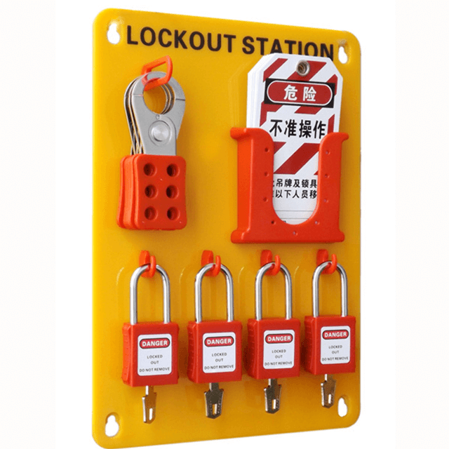 Yellow 10 Padlocks portable Safety Lockout Tagout Station
