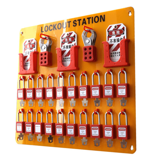Yellow 10 Padlocks portable Safety Lockout Tagout Station