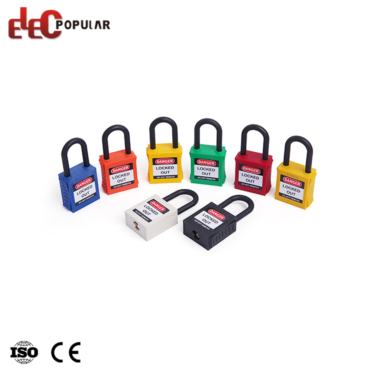 elecpopular New Design Multi Color High Security Insulation Shackle Safety Padlock With Key