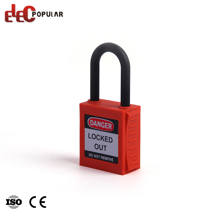 elecpopular New Design Multi Color High Security Insulation Shackle Safety Padlock With Key