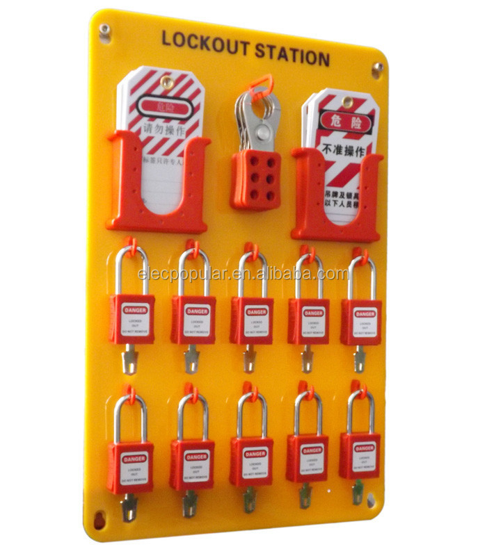 Yellow 10 Padlocks portable Safety Lockout Tagout Station
