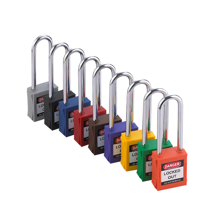 China Factory Waterproof Insulation Long Steel Shackle Pa Lock Body Plastic Safety Padlock