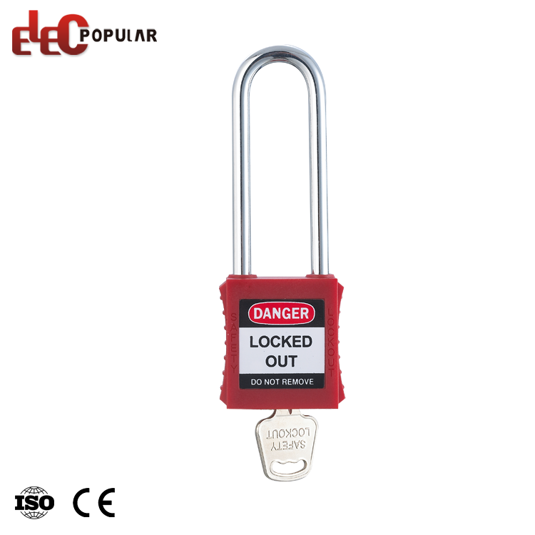 CE Nylon Body Long Shackle Steel Lock Beam Safety Padlock