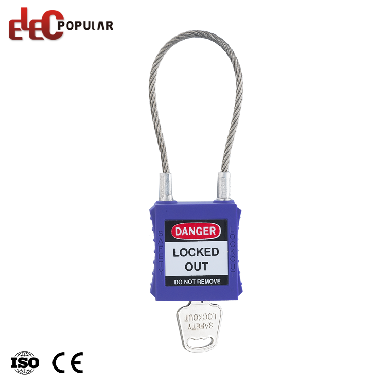 175mm Length Steel Cable Shackle Safety Padlock