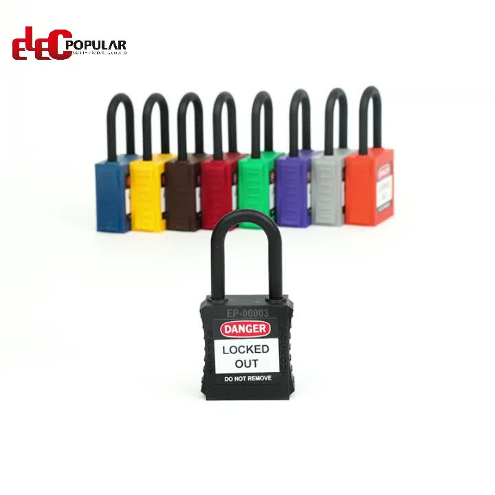 New Design Multi Color High Security Insulation Shackle Safety Padlock With Key
